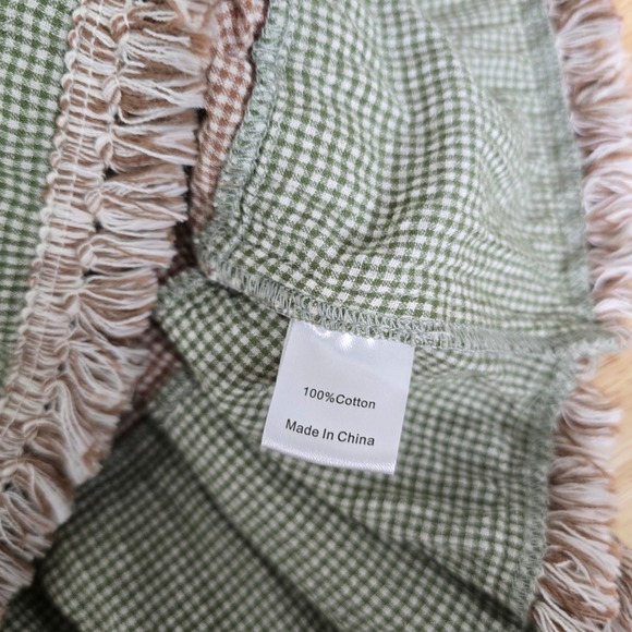 Tuckernuck Sage Green Striped Tiered Fringe Mini Dress Womens Medium Cotton M - Picture 5 of 10